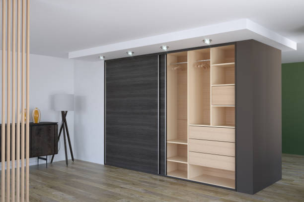 Interior with wardrobe, 3D illustration