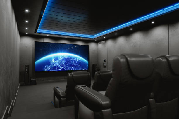 Private home cinema room.
(World map texture courtesy of NASA: https://visibleearth.nasa.gov/view.php?id=55167)