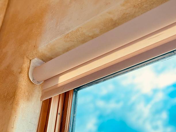 Motorized roller shades in the interior